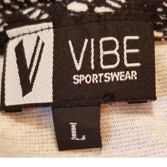 Vibe Sportswear Casual Dress Black & White Geometric Print Cap Sleeve Size L - Picture 5 of 5